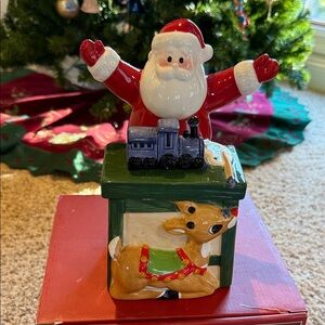 Lenox Rudolph and Santa  Candy Dish